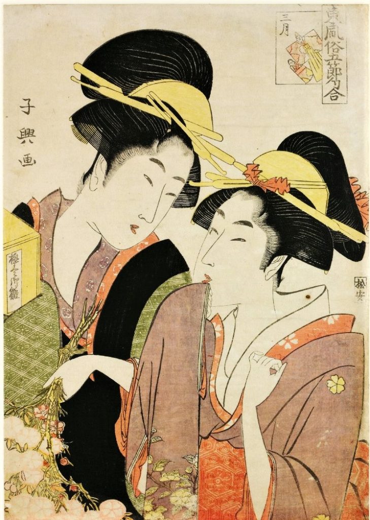 「東風俗五節句合　三月」（栄松斎長喜　大英博物館）の画像。